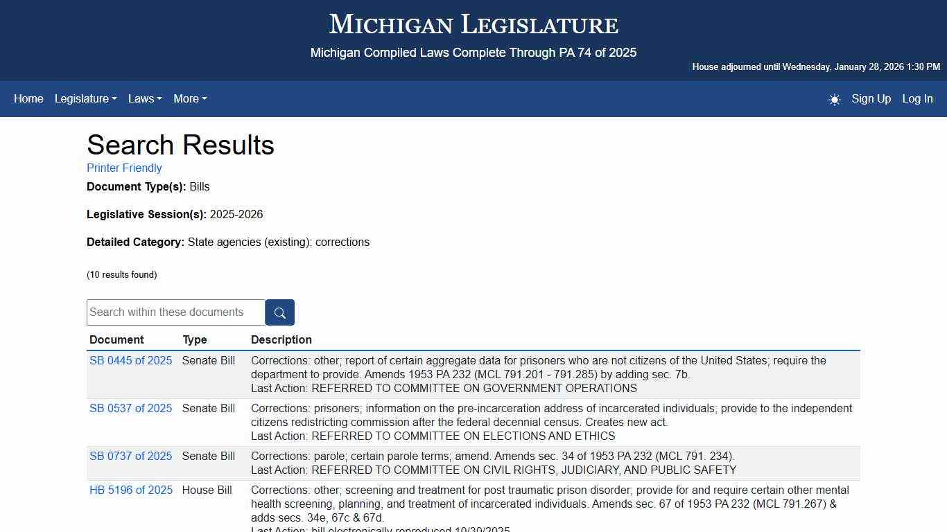 Search Results - Michigan Legislature