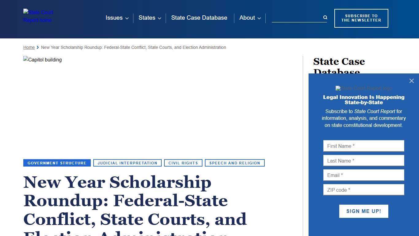 New Year Scholarship Roundup: Federal-State Conflict, State Courts, and Election Administration State Court Report
